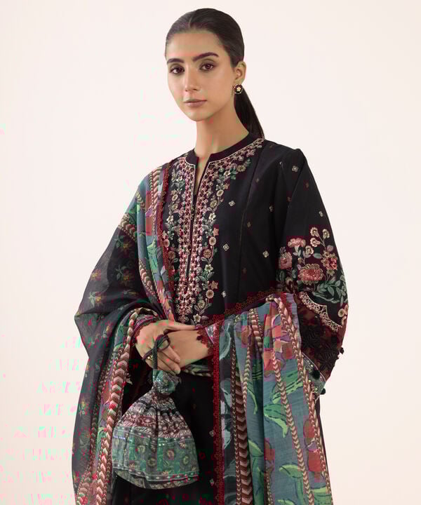 Sapphire 3 Piece Custom Stitched Suit - Black - LB30840