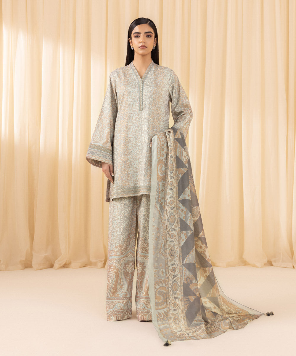 Sapphire 3 Piece Custom Stitched Suit - Gray - LB288142