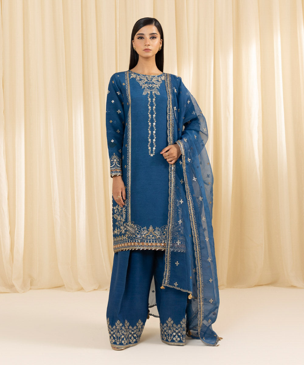 Sapphire 3 Piece Custom Stitched Suit - Blue - LB288137