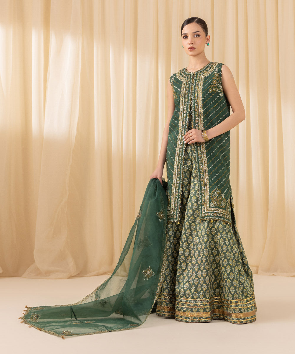 Sapphire 3 Piece Custom Stitched Suit - Green - LB288136