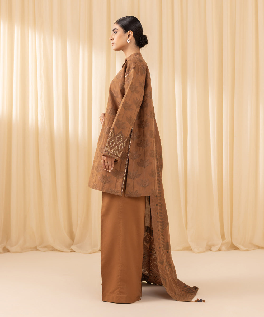 Sapphire 3 Piece Custom Stitched Suit - Brown - LB288170