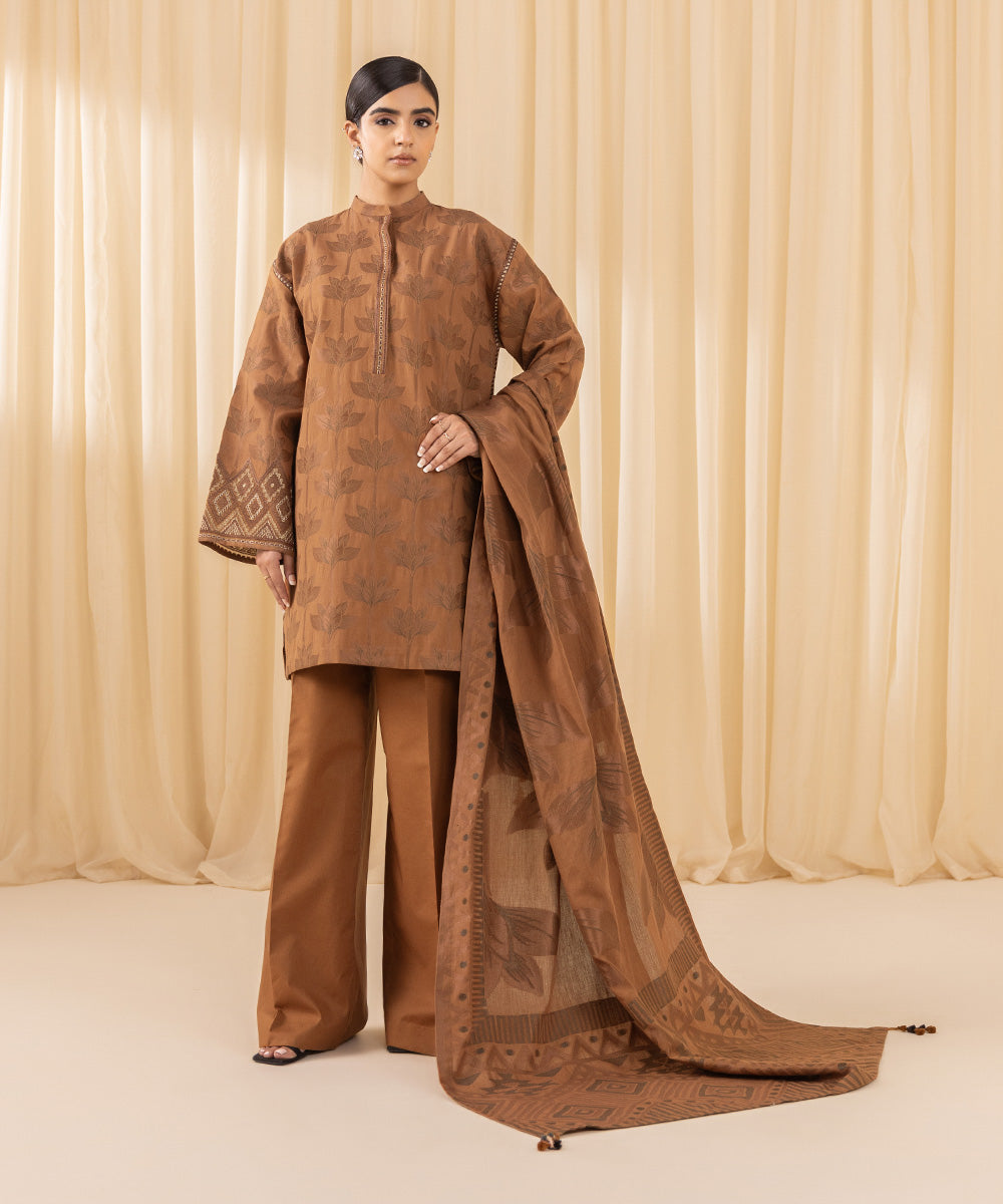 Sapphire 3 Piece Custom Stitched Suit - Brown - LB288170