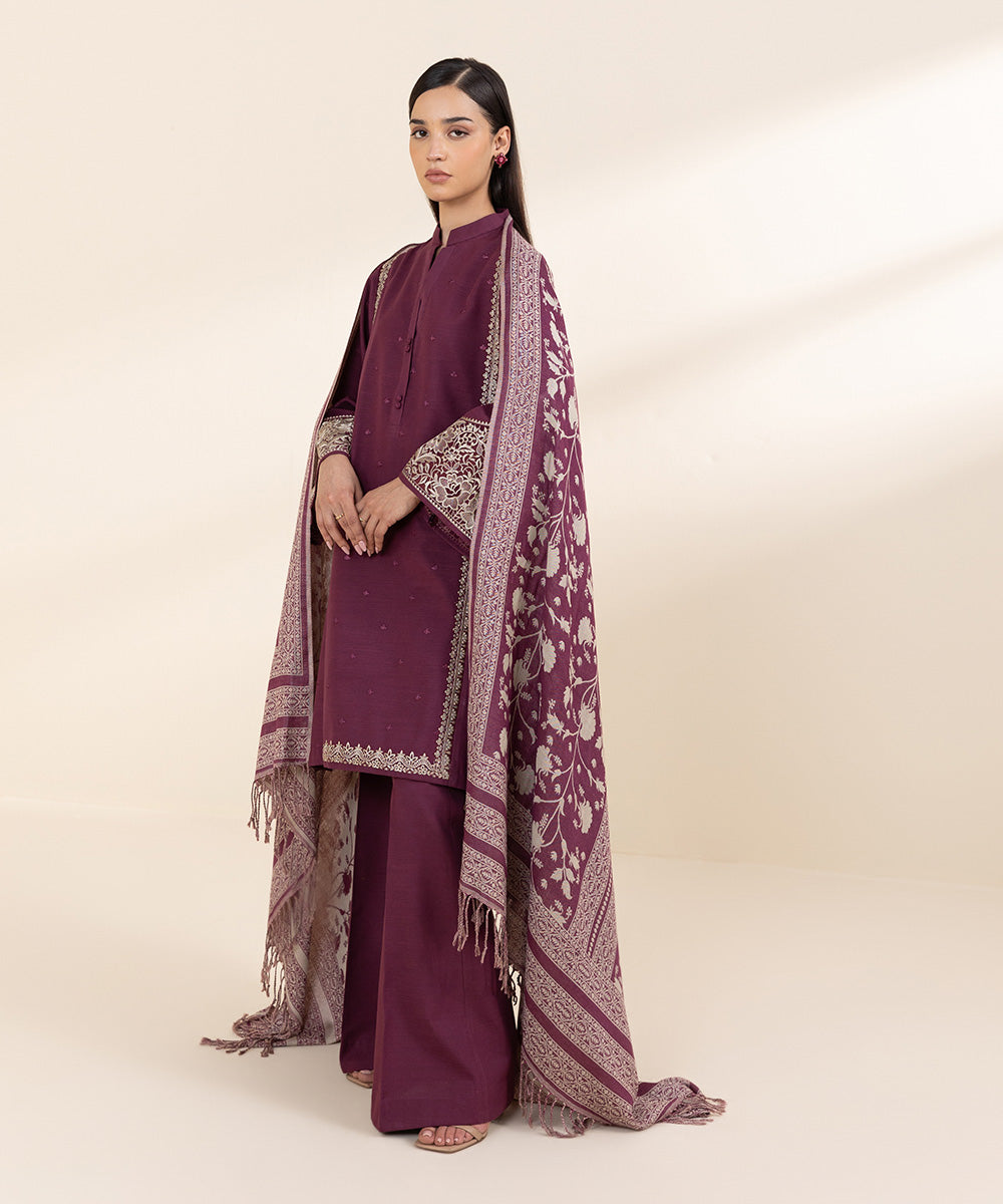 Libasco Sapphire 3 Piece Custom Stitched Suit - Purple - LB288741