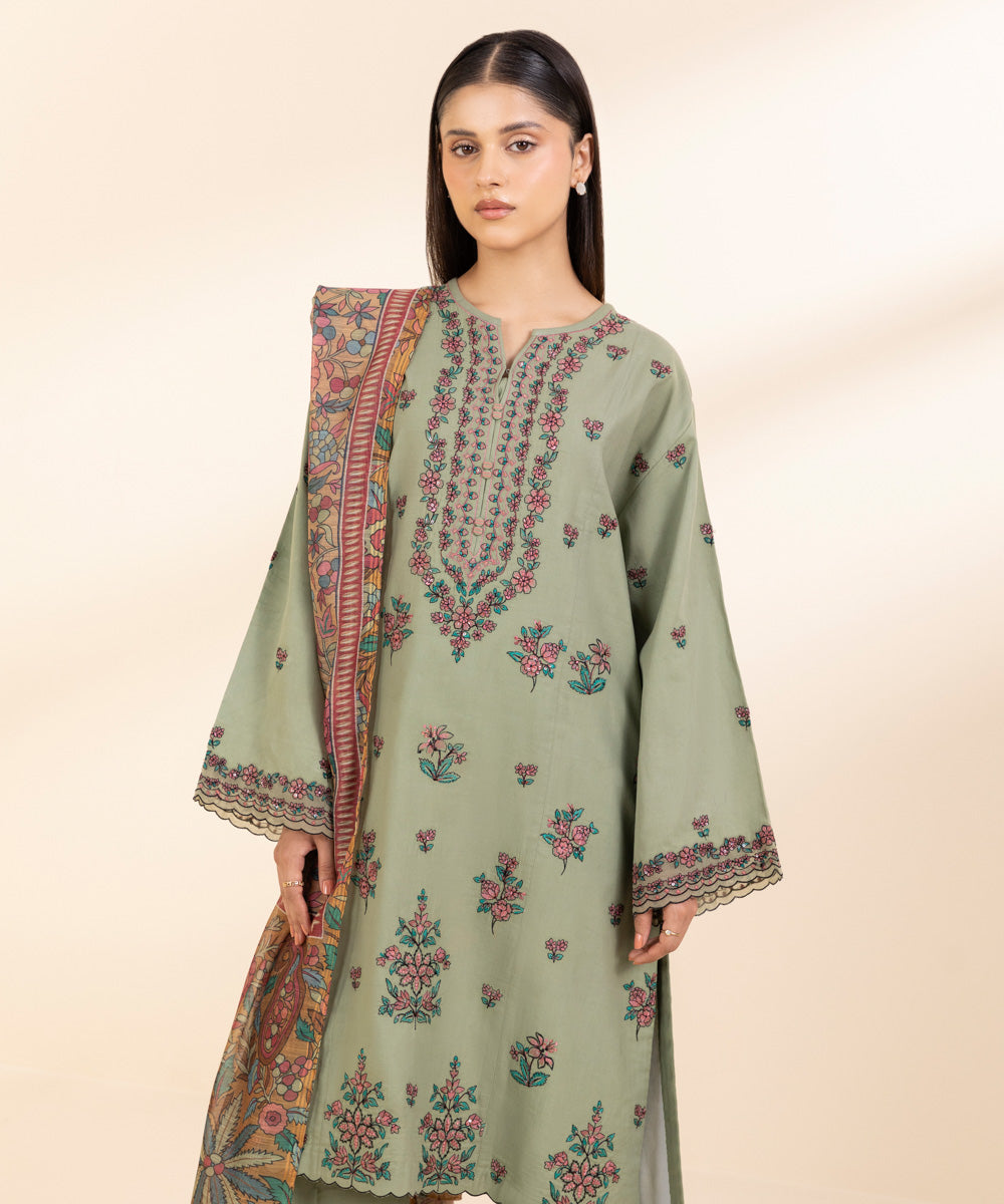 Libasco Sapphire 3 Piece Custom Stitched Suit - Green - LB288652