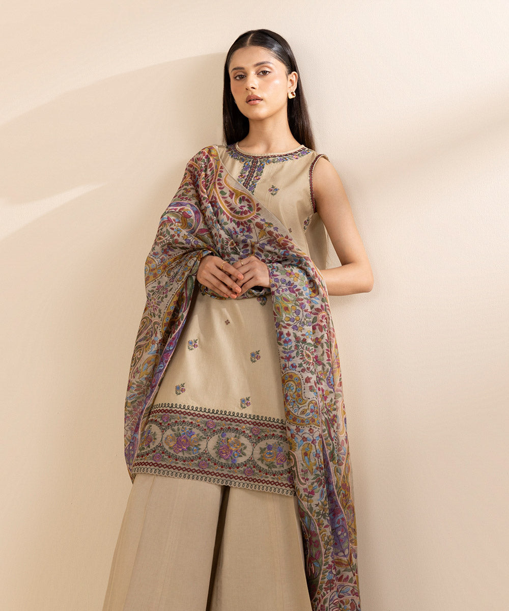 Sapphire 3 Piece Custom Stitched Suit - Beige - LB288564