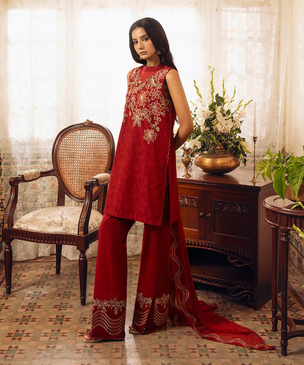 Sapphire 3 Piece Custom Stitched Suit - Red - LB30142