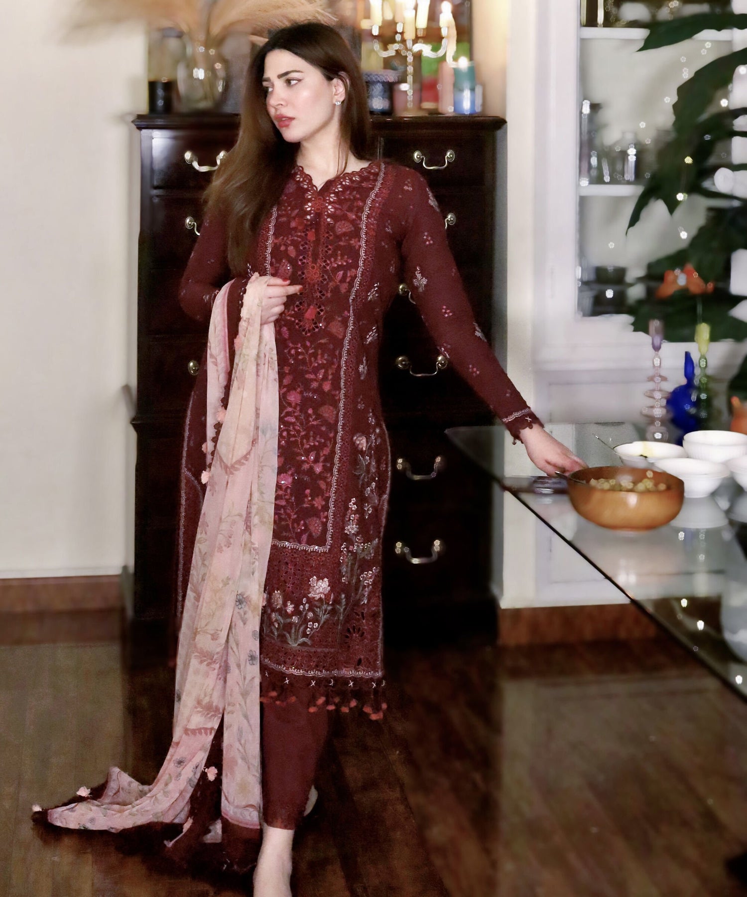 Sapphire 3 Piece Custom Stitched Suit - Maroon - LB31410