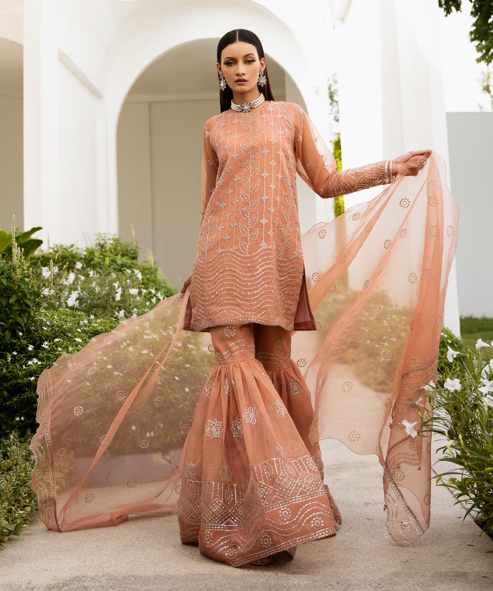 Sapphire 3 Piece Custom Stitched Suit - Peach - LB288073