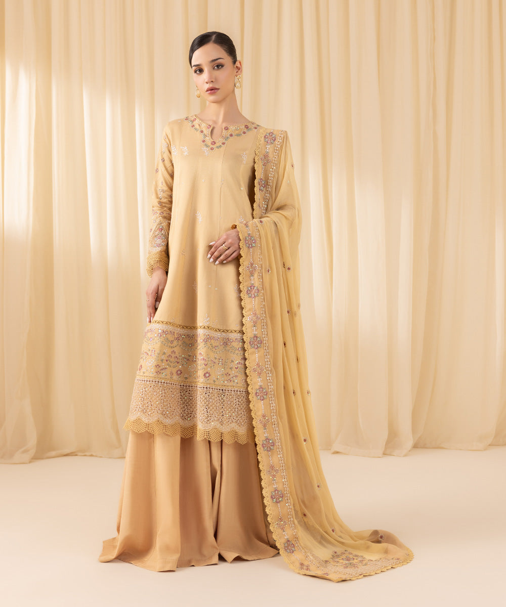 Sapphire 3 Piece Custom Stitched Suit - Beige - LB288186