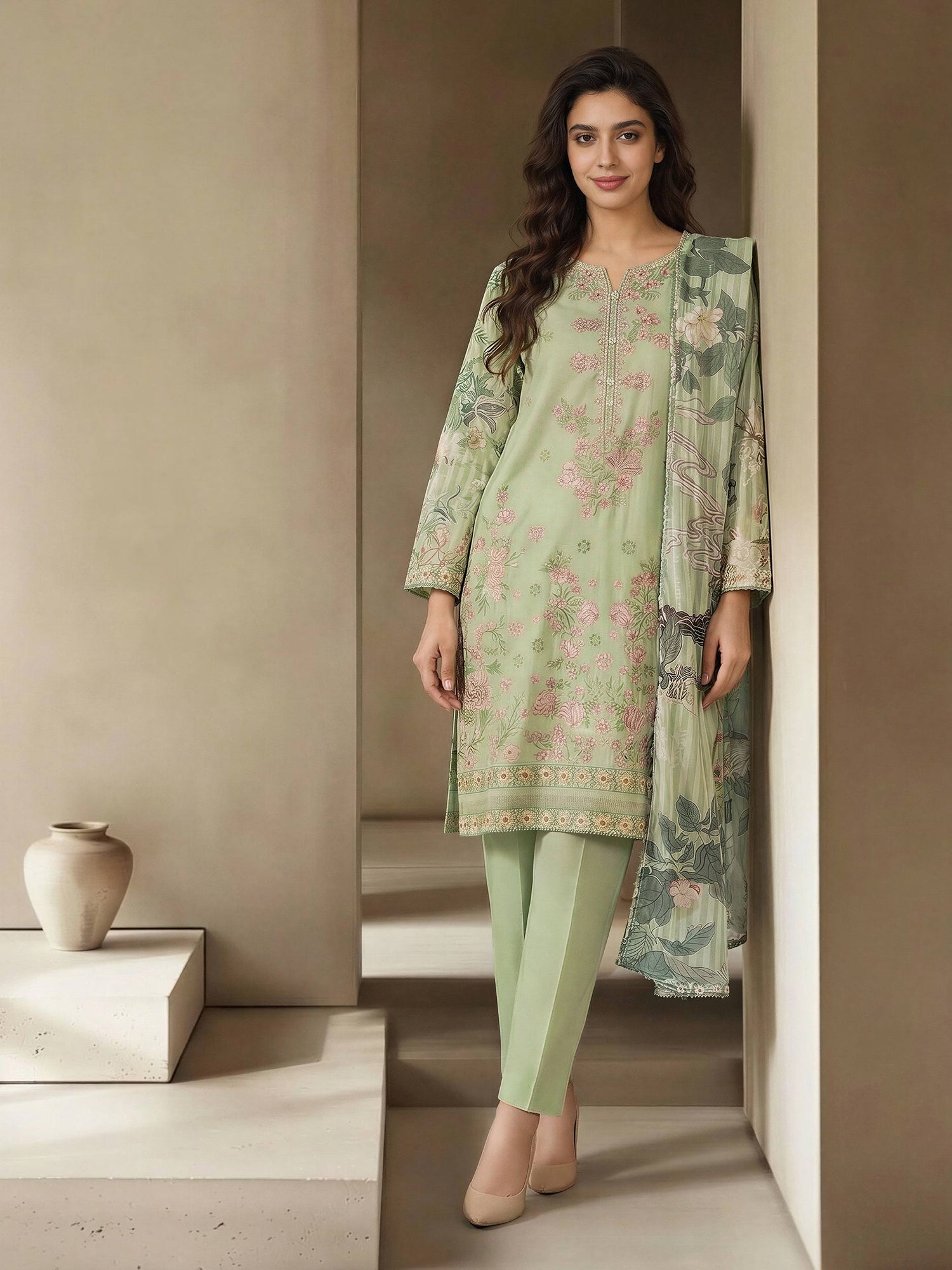Limelight 3 Piece Custom Stitched Suit - Green - LB31597
