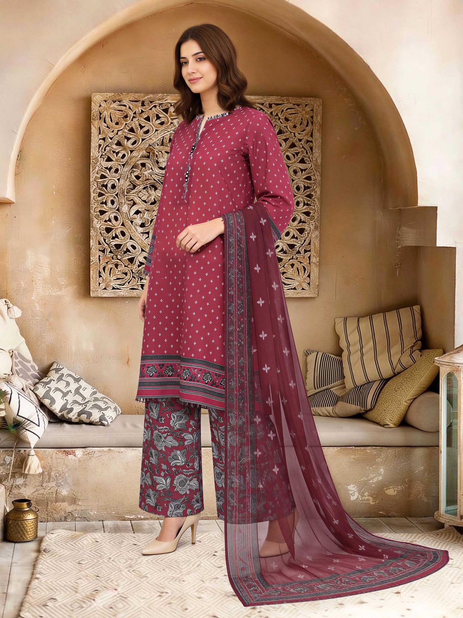 Limelight 3 Piece Custom Stitched Suit - Red - LB31605