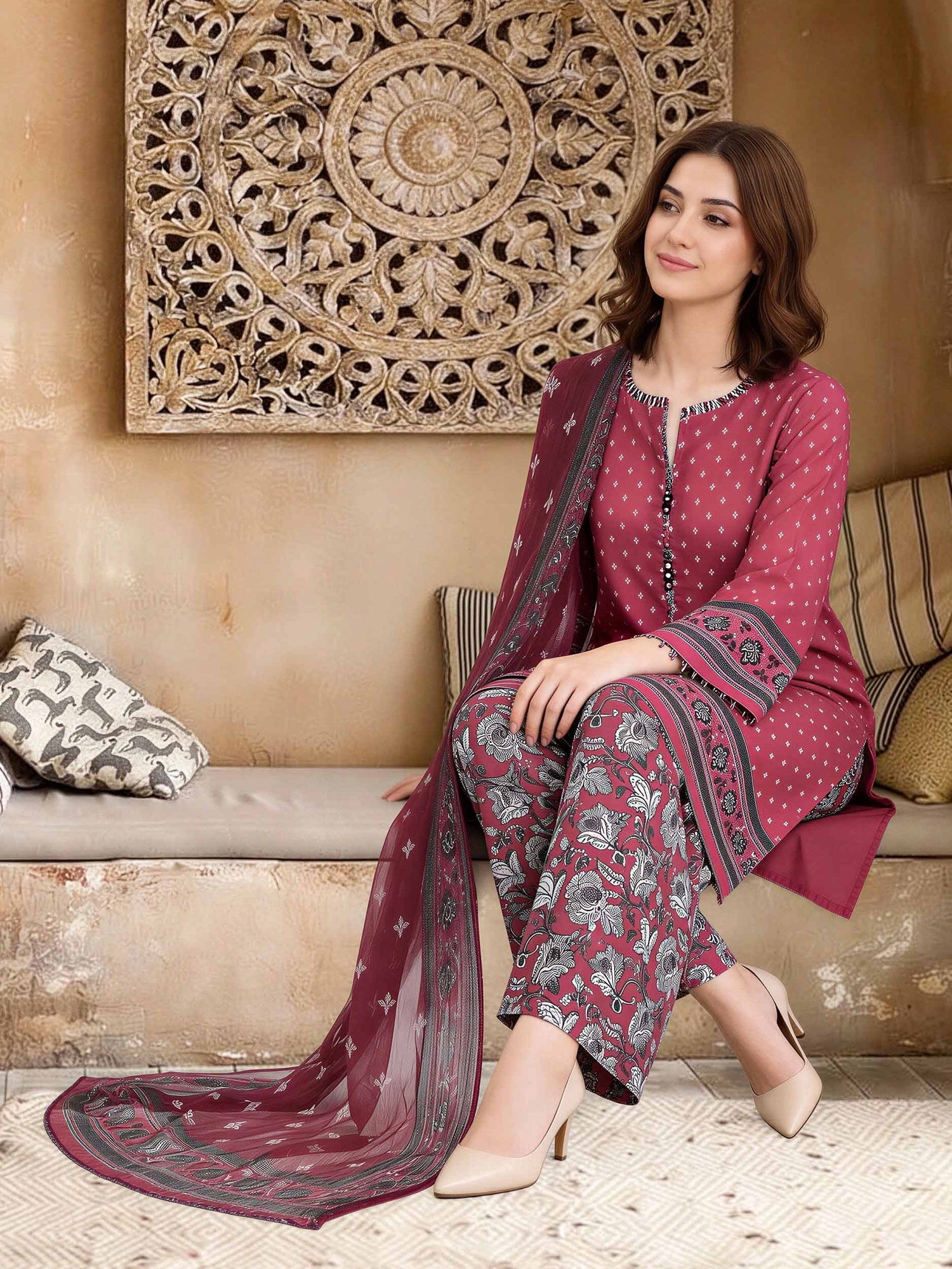 Limelight 3 Piece Custom Stitched Suit - Red - LB31605