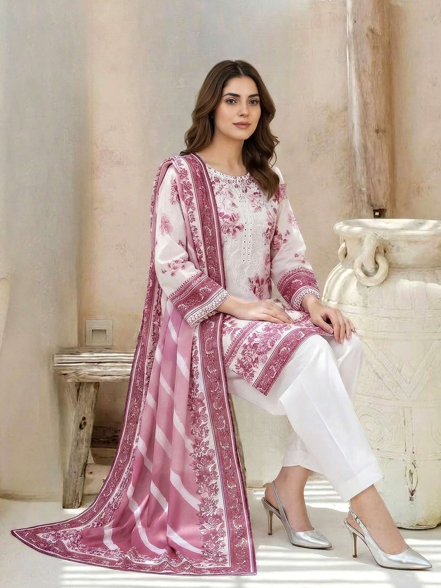 Limelight 3 Piece Custom Stitched Suit - Pink - LB31607
