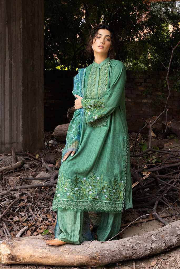 Sobia Nazir 3 Piece Custom Stitched Suit - Green - LB287924