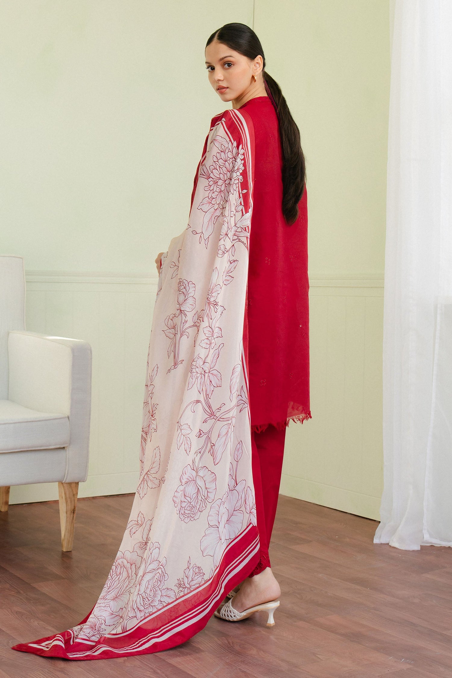 Zara Shahjahan 3 Piece Custom Stitched Suit - Red - LB29516