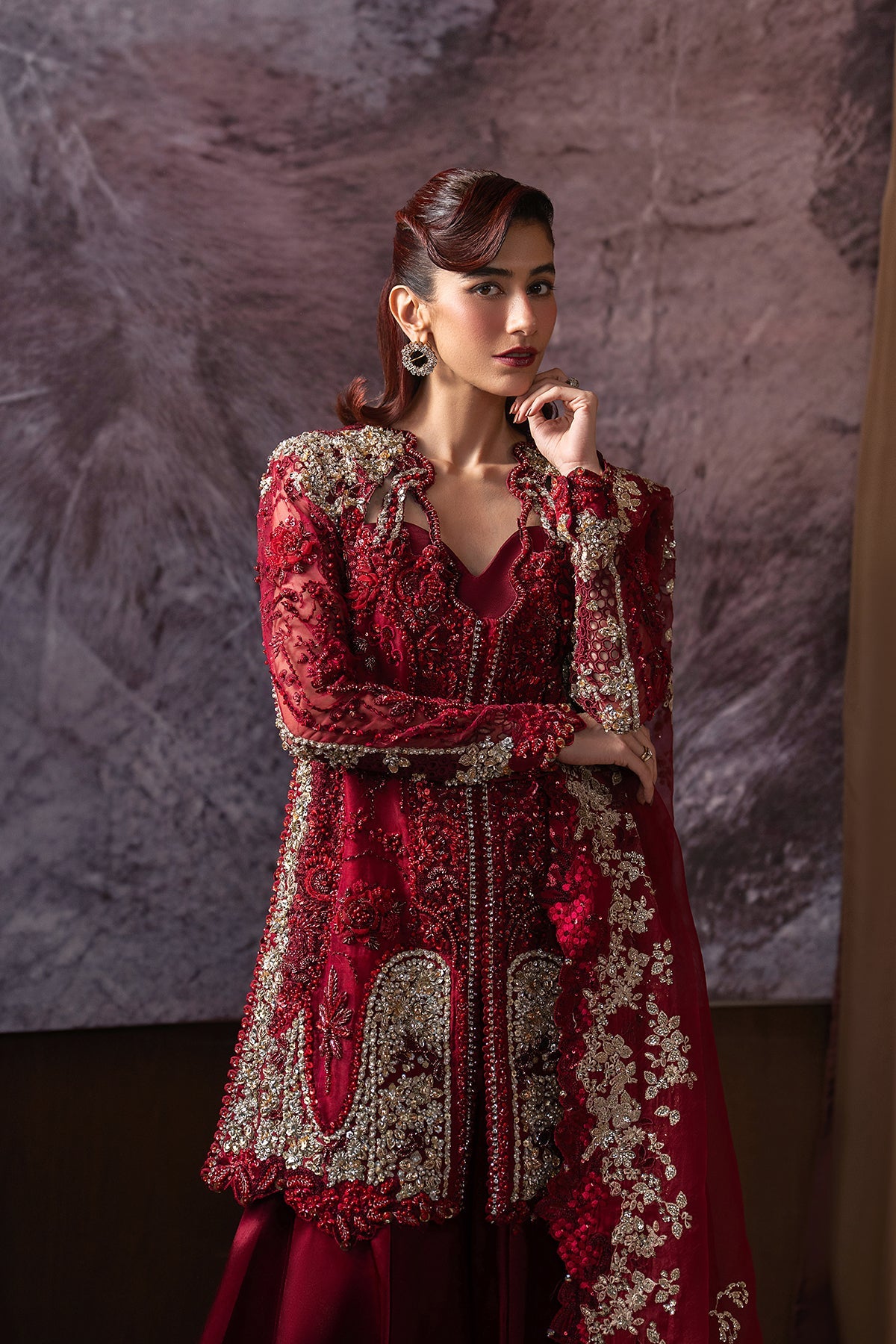 Afrozeh 3 Piece Custom Stitched Suit - Red - LB31089