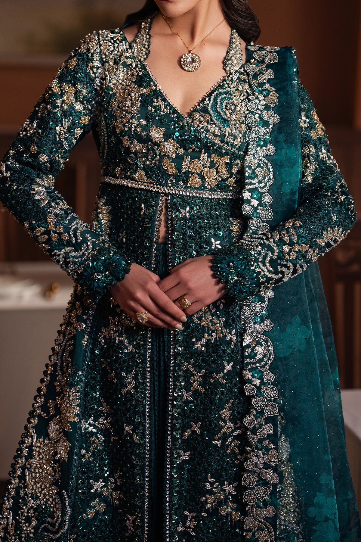 Afrozeh 3 Piece Custom Stitched Suit - Green - LB31092