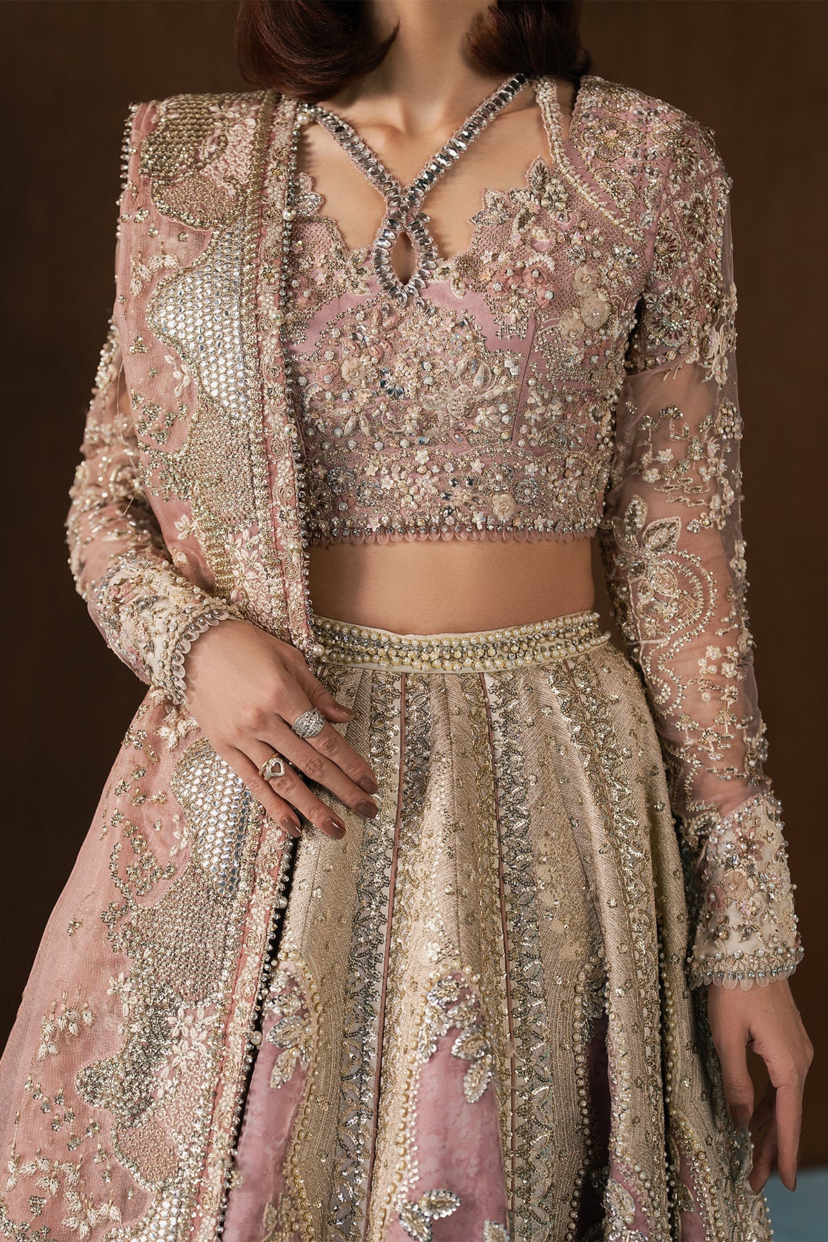 Afrozeh 3 Piece Custom Stitched Suit - Pink - LB31093