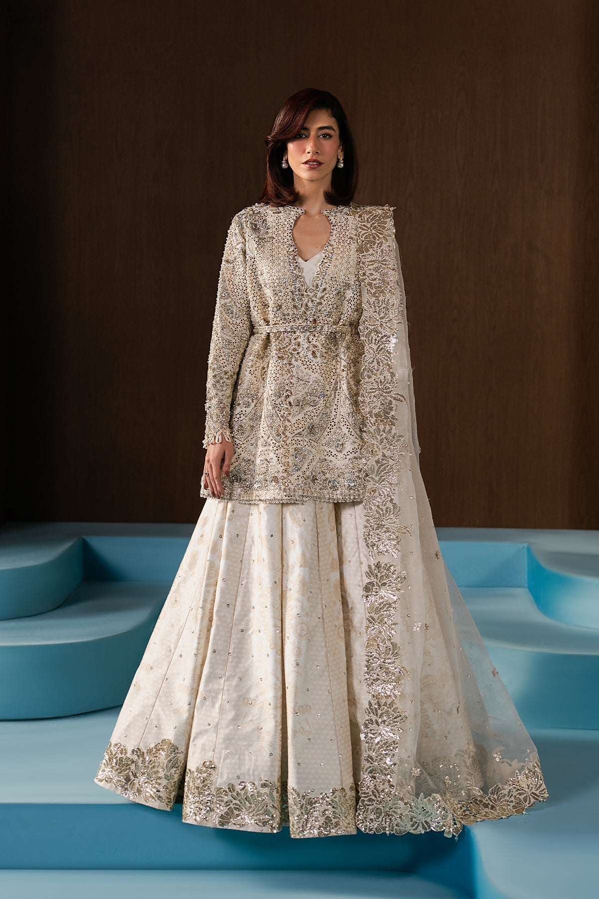 Afrozeh 3 Piece Custom Stitched Suit - Off-White - LB31097