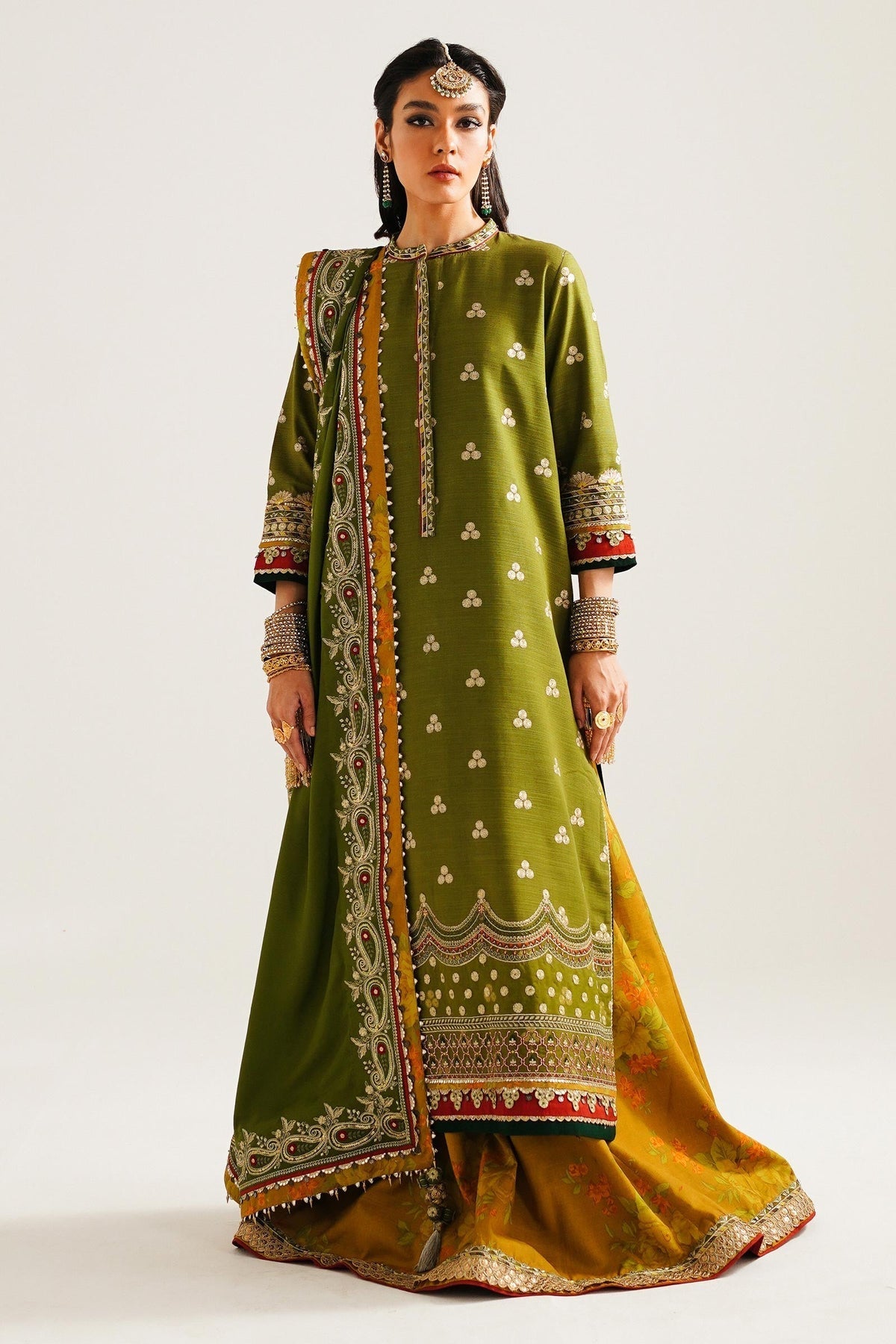 Zara Shahjahan 3 Piece Custom Stitched Suit - Green - LB285080