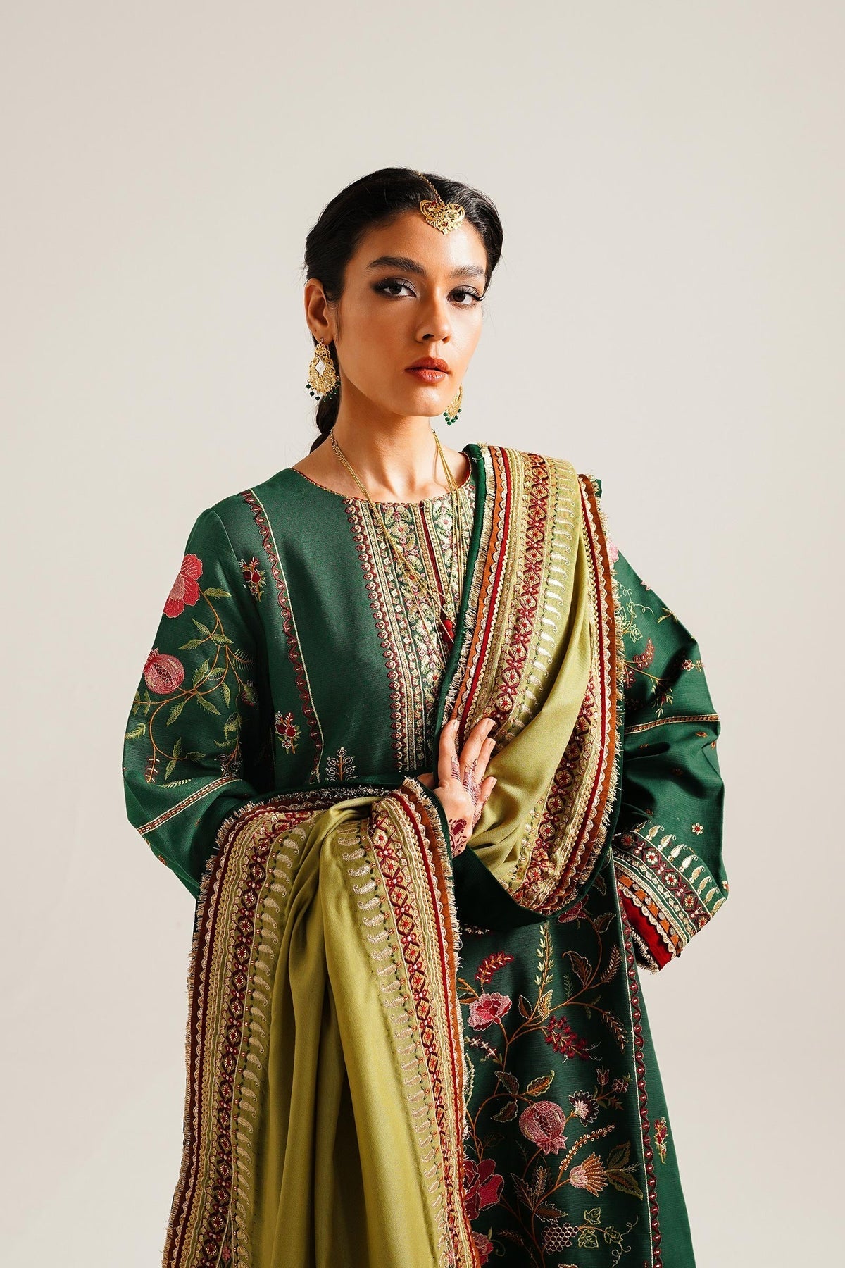 Zara Shahjahan 3 Piece Custom Stitched Suit - Green - LB285083