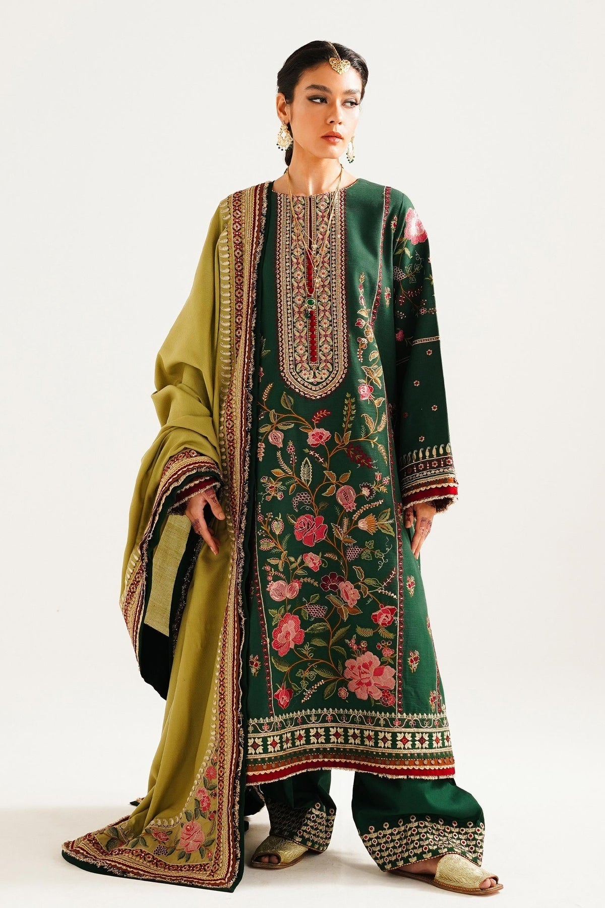 Zara Shahjahan 3 Piece Custom Stitched Suit - Green - LB285083