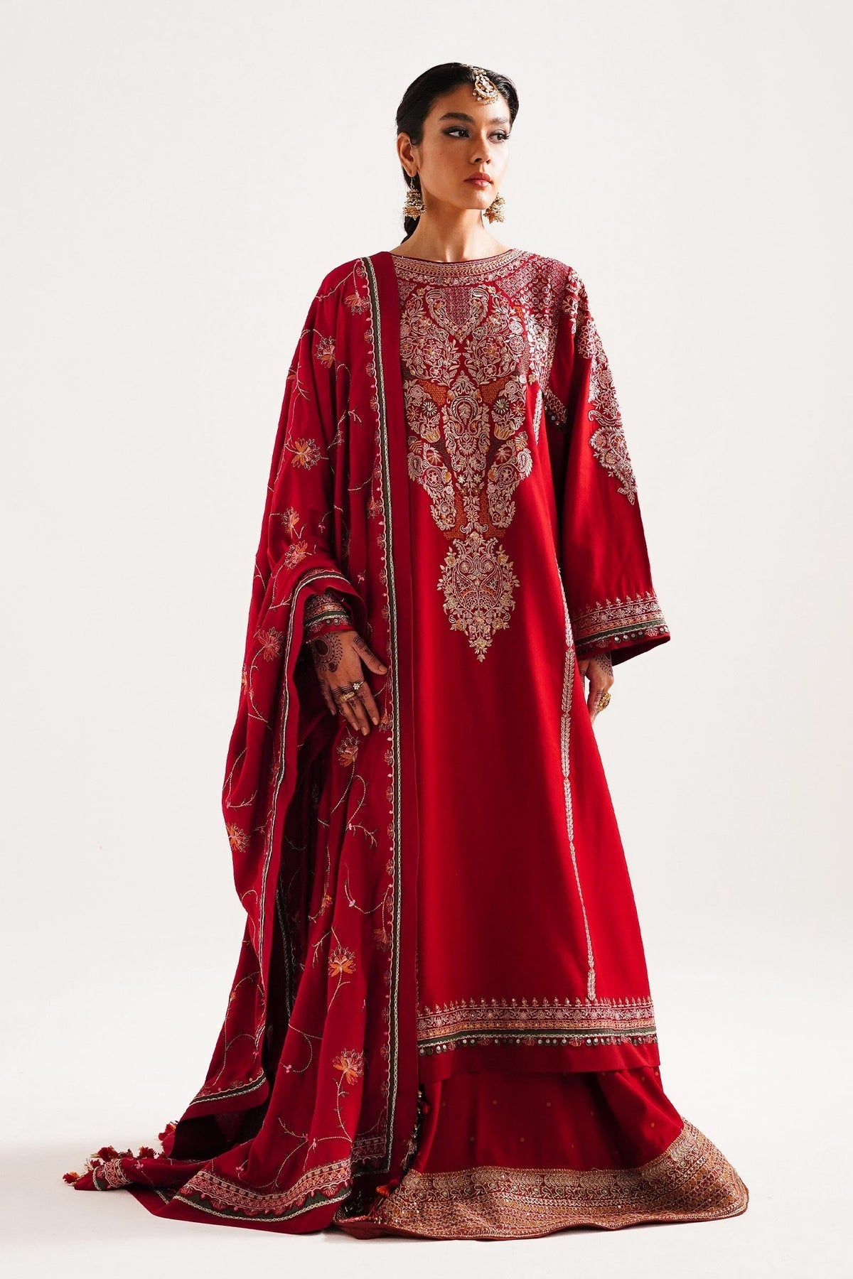 Zara Shahjahan 3 Piece Custom Stitched Suit - Red - LB285085