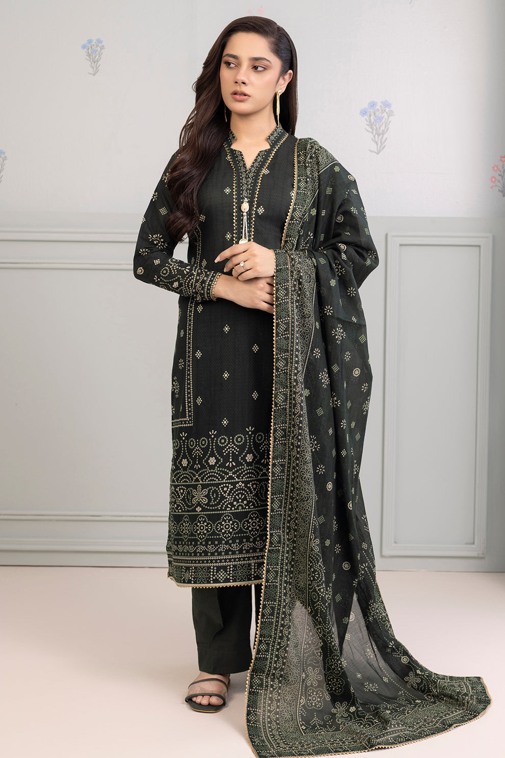 Zellbury 3 Piece Custom Stitched Suit - Green - LB30386