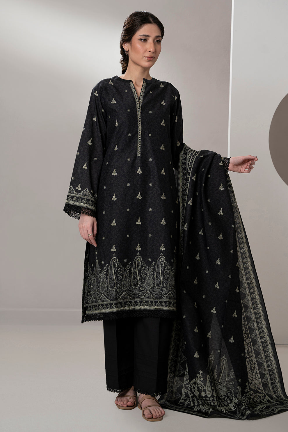 Zellbury 3 Piece Custom Stitched Suit - Black - LB30382