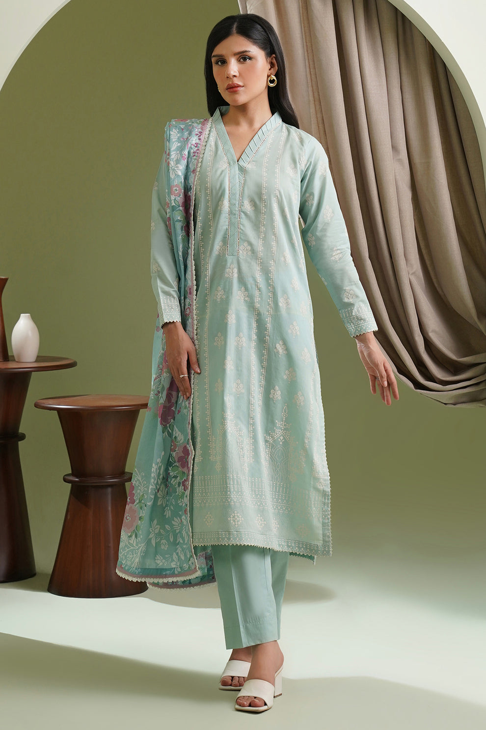 Zellbury 3 Piece Custom Stitched Suit - Green - LB30390