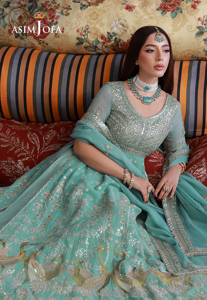 Asim Jofa 3 Piece Custom Stitched Suit - Light Blue - LB31669