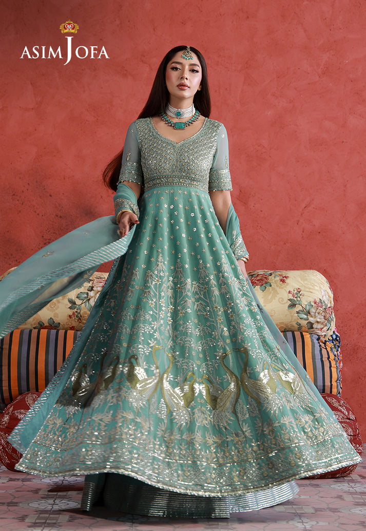 Asim Jofa 3 Piece Custom Stitched Suit - Light Blue - LB31669