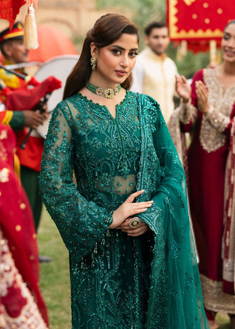 Kanwal Malik 3 Piece Custom Stitched Suit - Green - LB288230