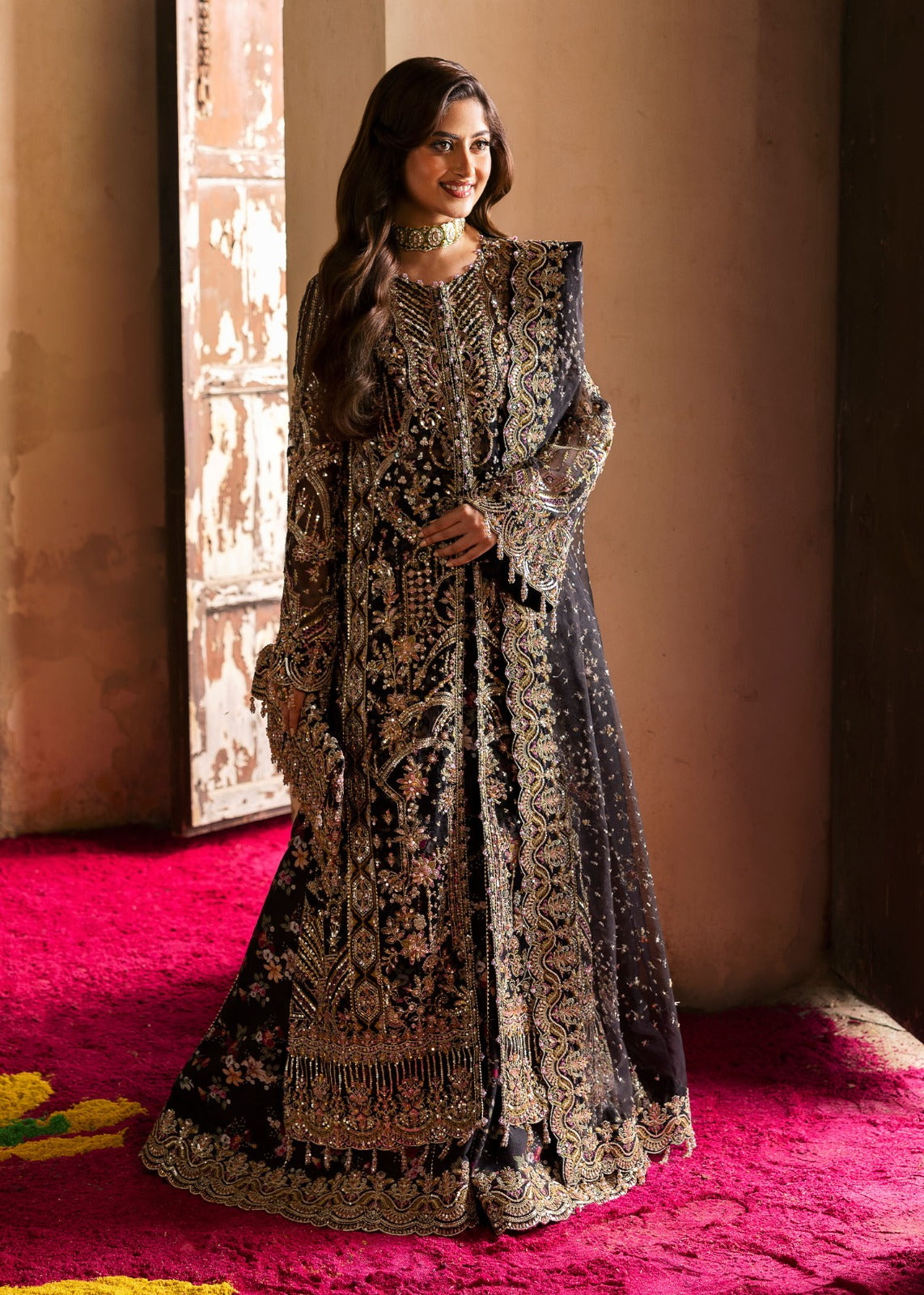 Kanwal Malik 3 Piece Custom Stitched Suit - Black - LB288232