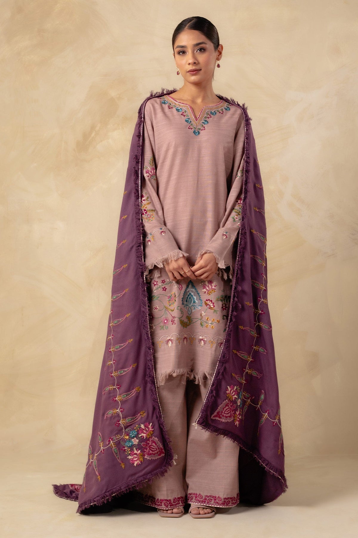 Zara Shahjahan 3 Piece Custom Stitched Suit - Purple - LB28421