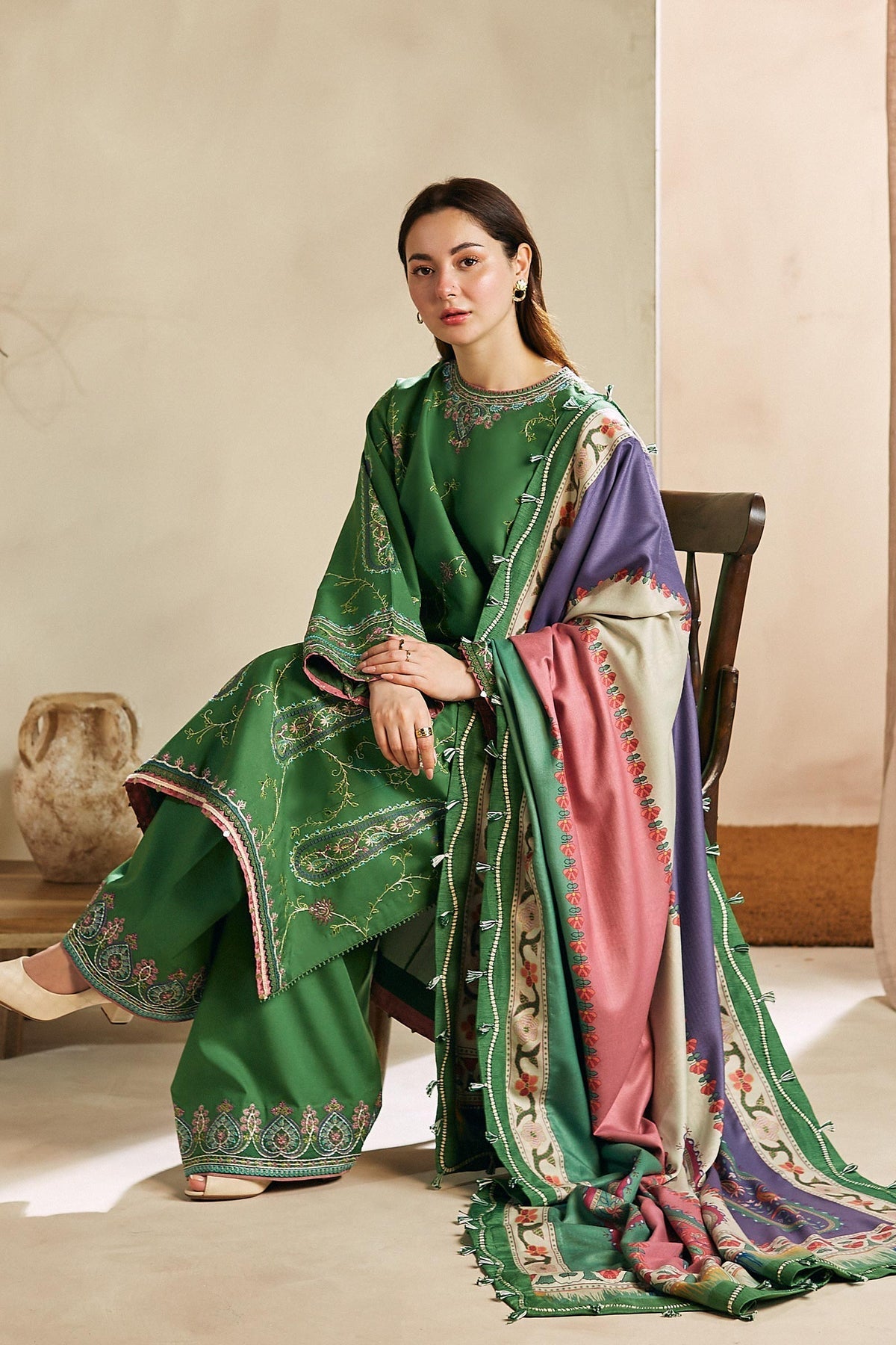 Zara Shahjahan 3 Piece Custom Stitched Suit - Green - LB28424