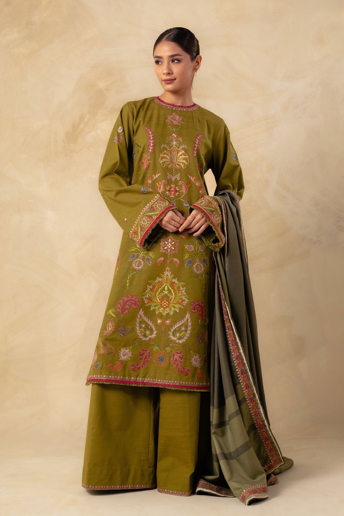 Zara Shahjahan 3 Piece Custom Stitched Suit - Green - LB28416