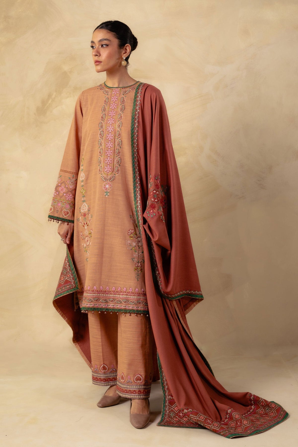 Zara Shahjahan 3 Piece Custom Stitched Suit - Pink - LB28417