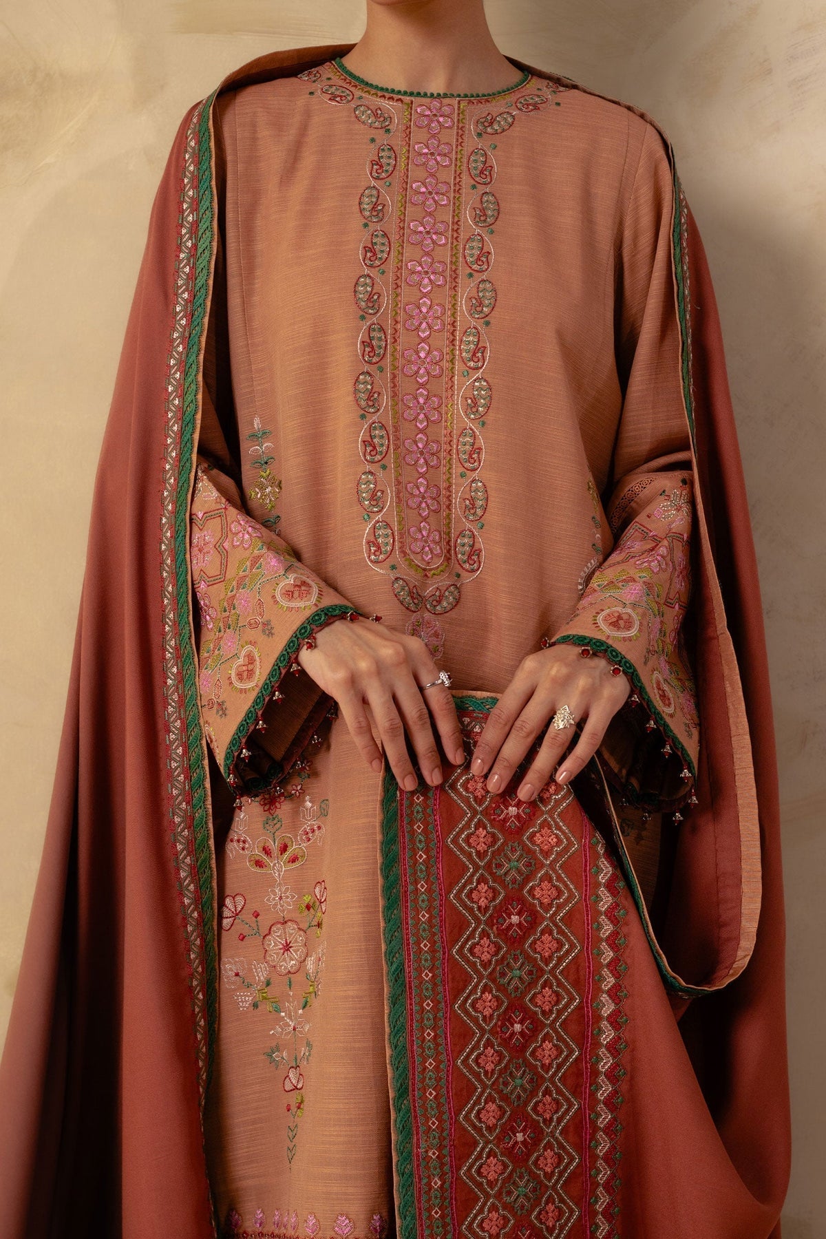 Zara Shahjahan 3 Piece Custom Stitched Suit - Pink - LB28417