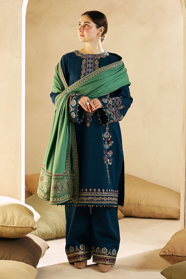 Zara Shahjahan 3 Piece Custom Stitched Suit - Blue - LB28425