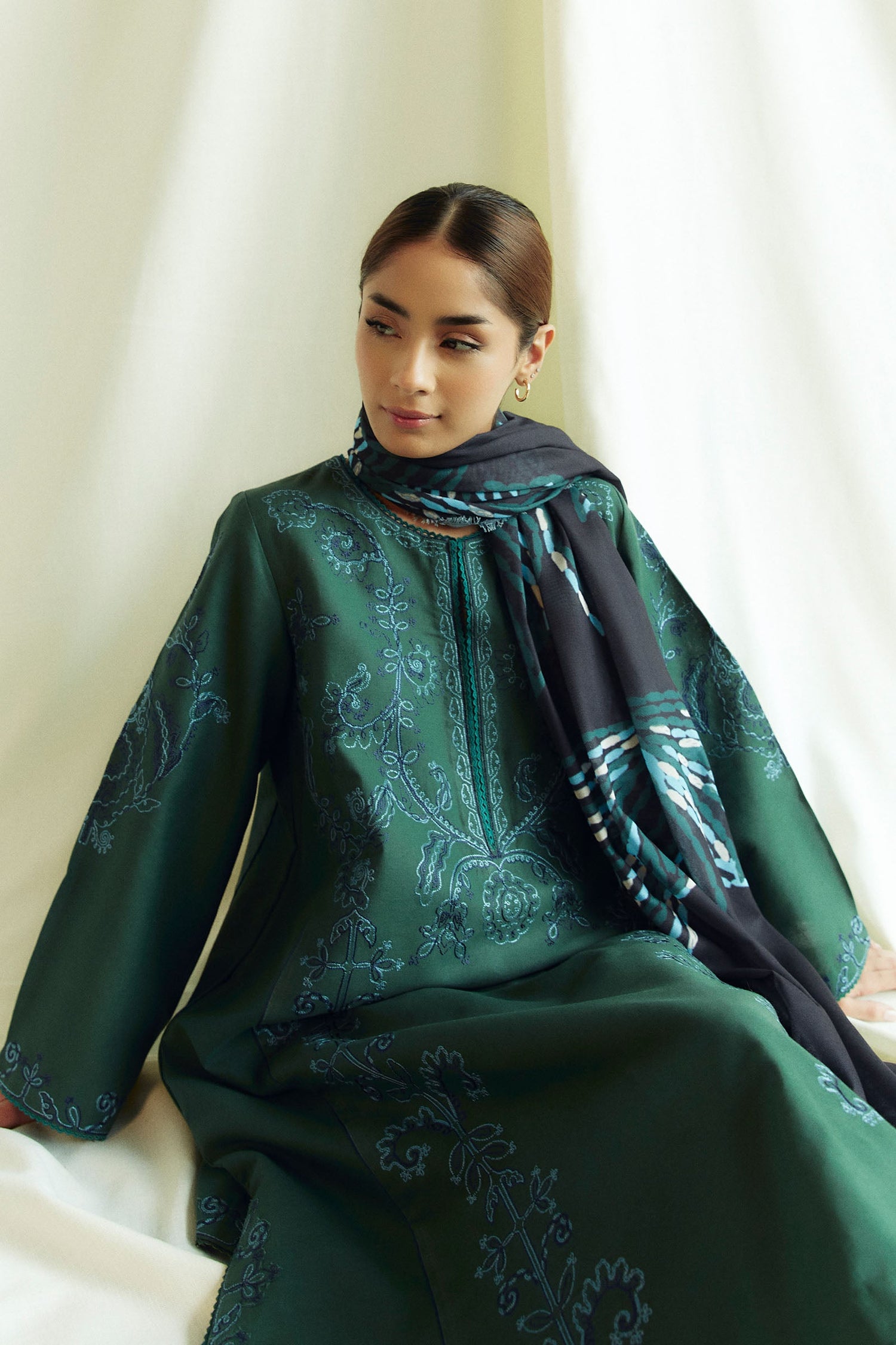 Zara Shahjahan 3 Piece Custom Stitched Suit - Green - LB289001