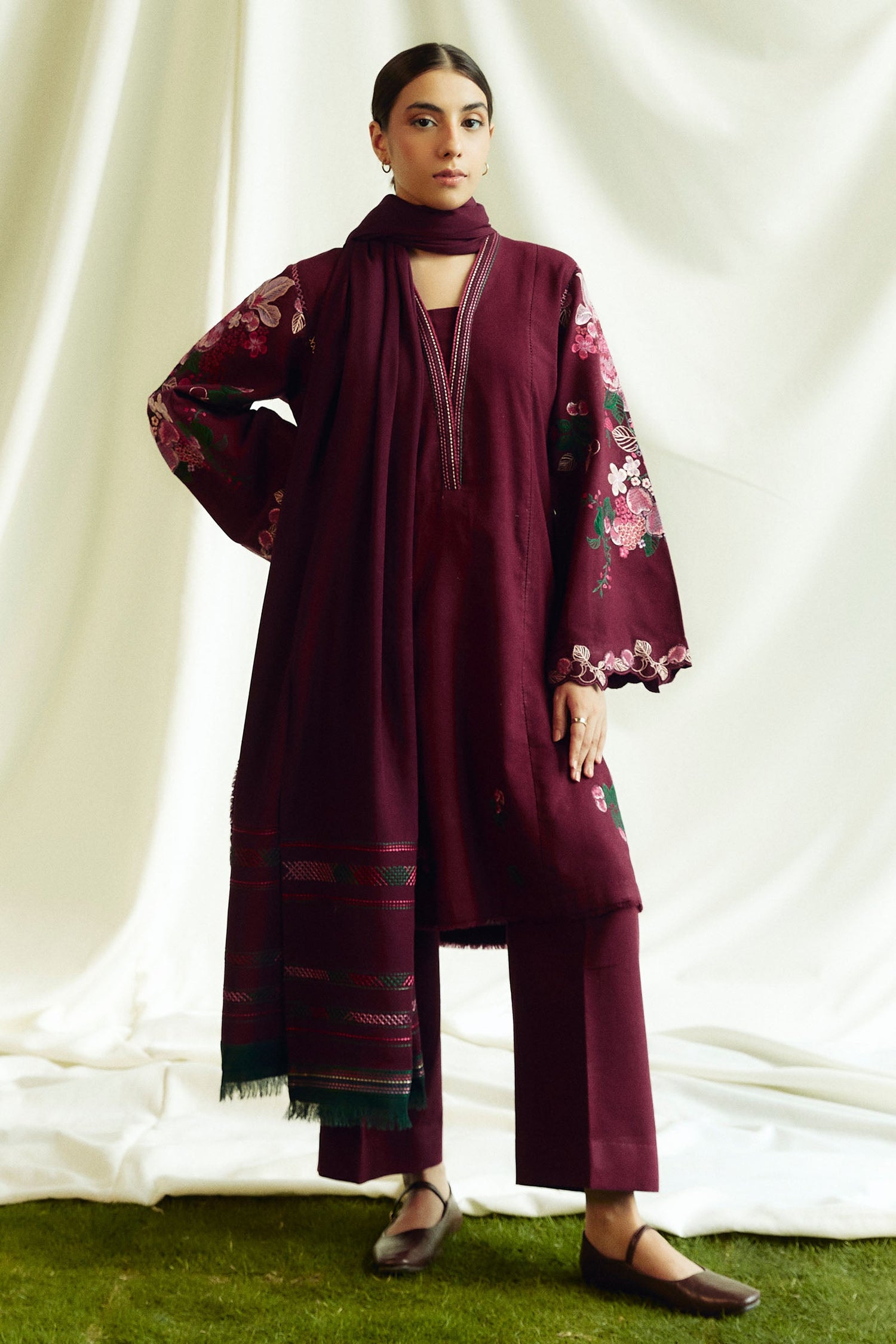 Zara Shahjahan 3 Piece Custom Stitched Suit - Purple - LB288997