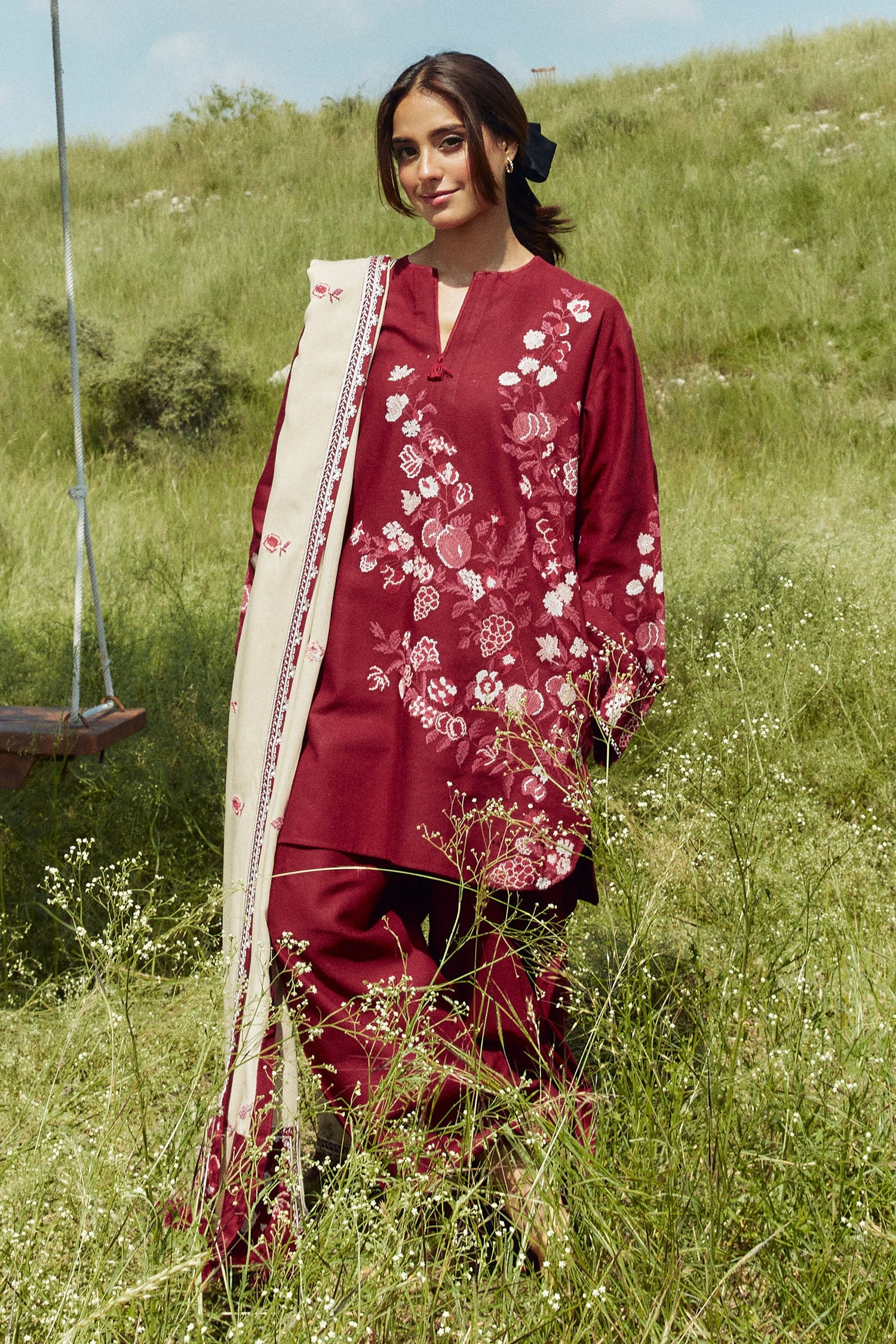 Zara Shahjahan 3 Piece Custom Stitched Suit - Red - LB288993