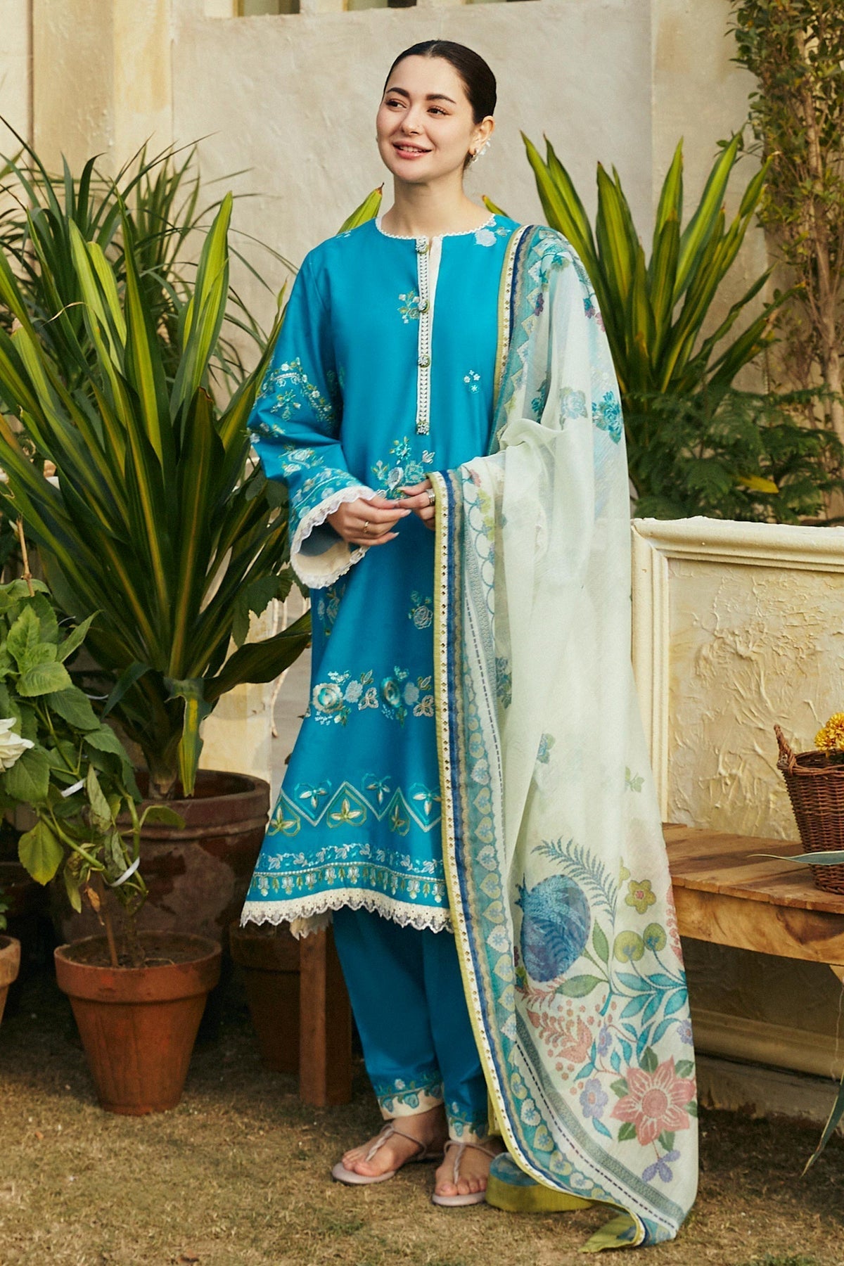 Zara Shahjahan 3 Piece Custom Stitched Suit - Blue - LB285822