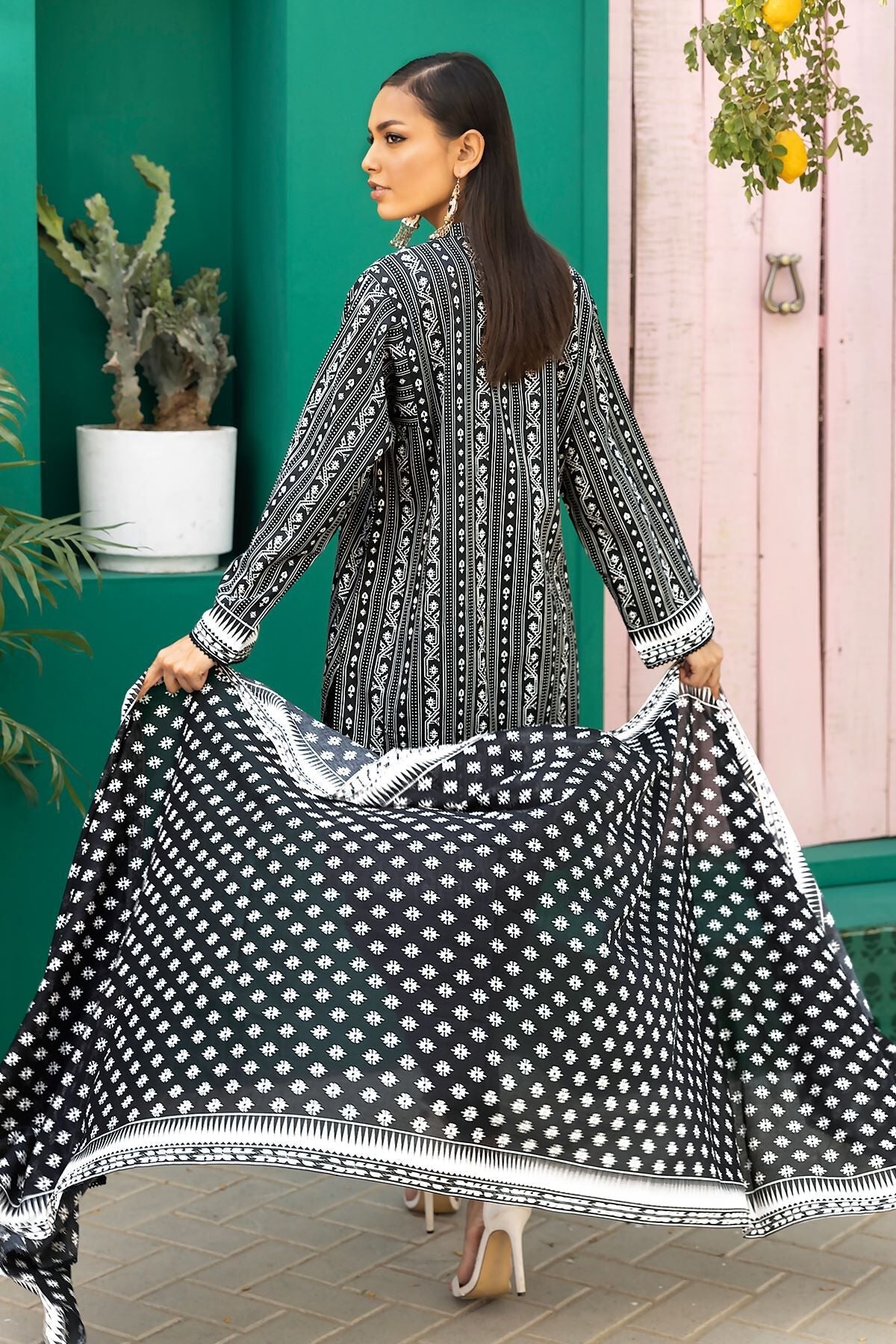 Khaadi 3 Piece Custom Stitched Suit - Black - LB285591