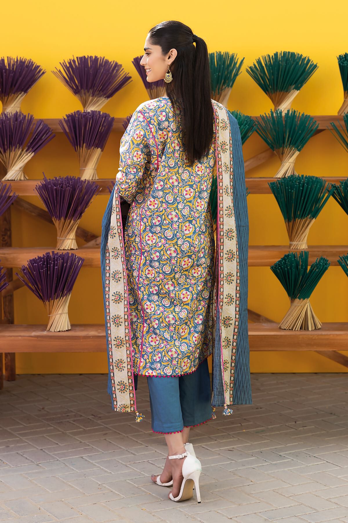 Khaadi 3 Piece Custom Stitched Suit - Blue - LB285621