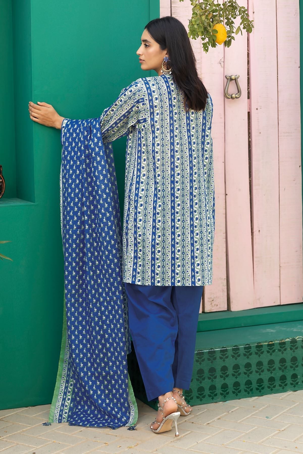 Khaadi 3 Piece Custom Stitched Suit - Blue - LB285629