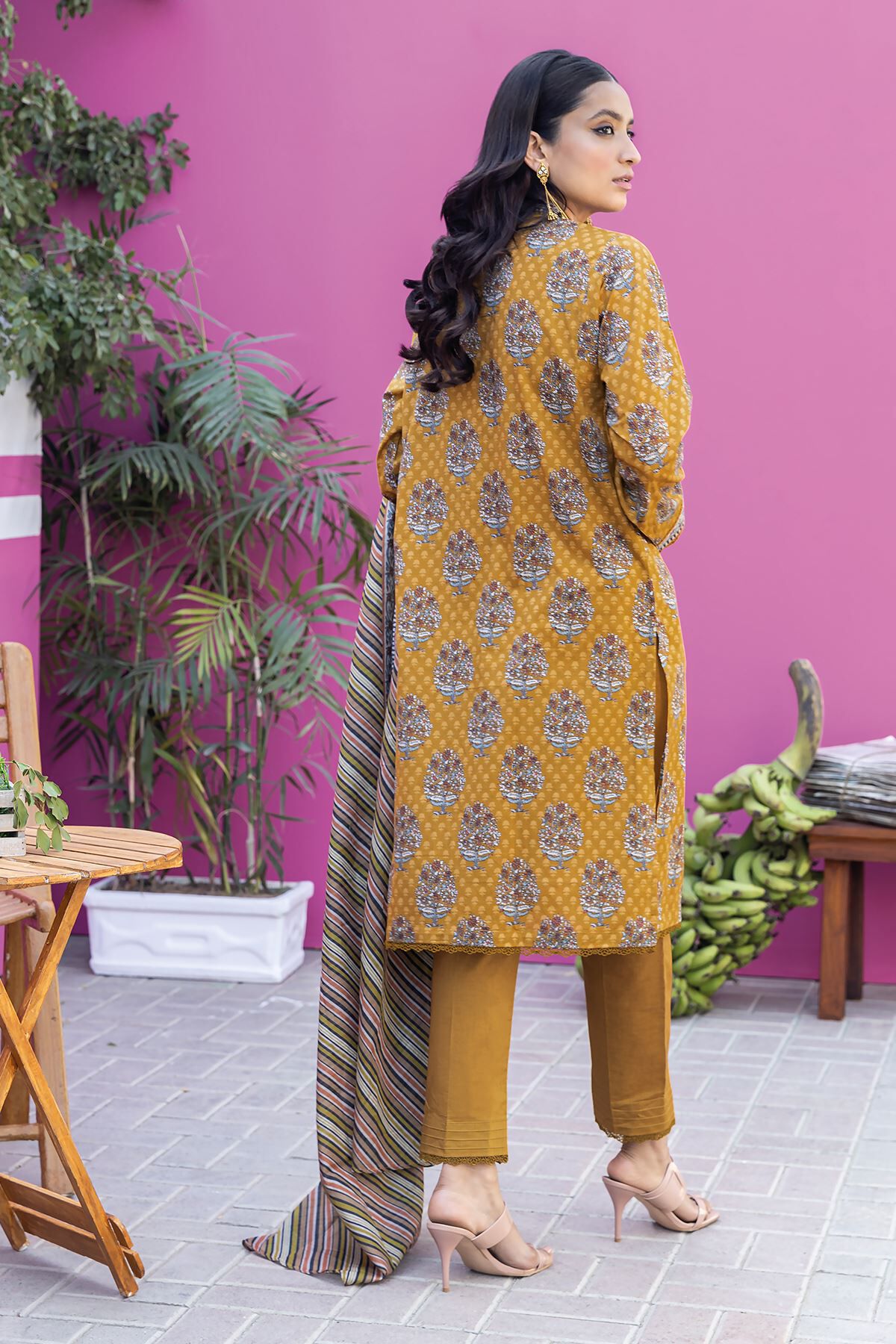 Khaadi 3 Piece Custom Stitched Suit - Brown - LB285576