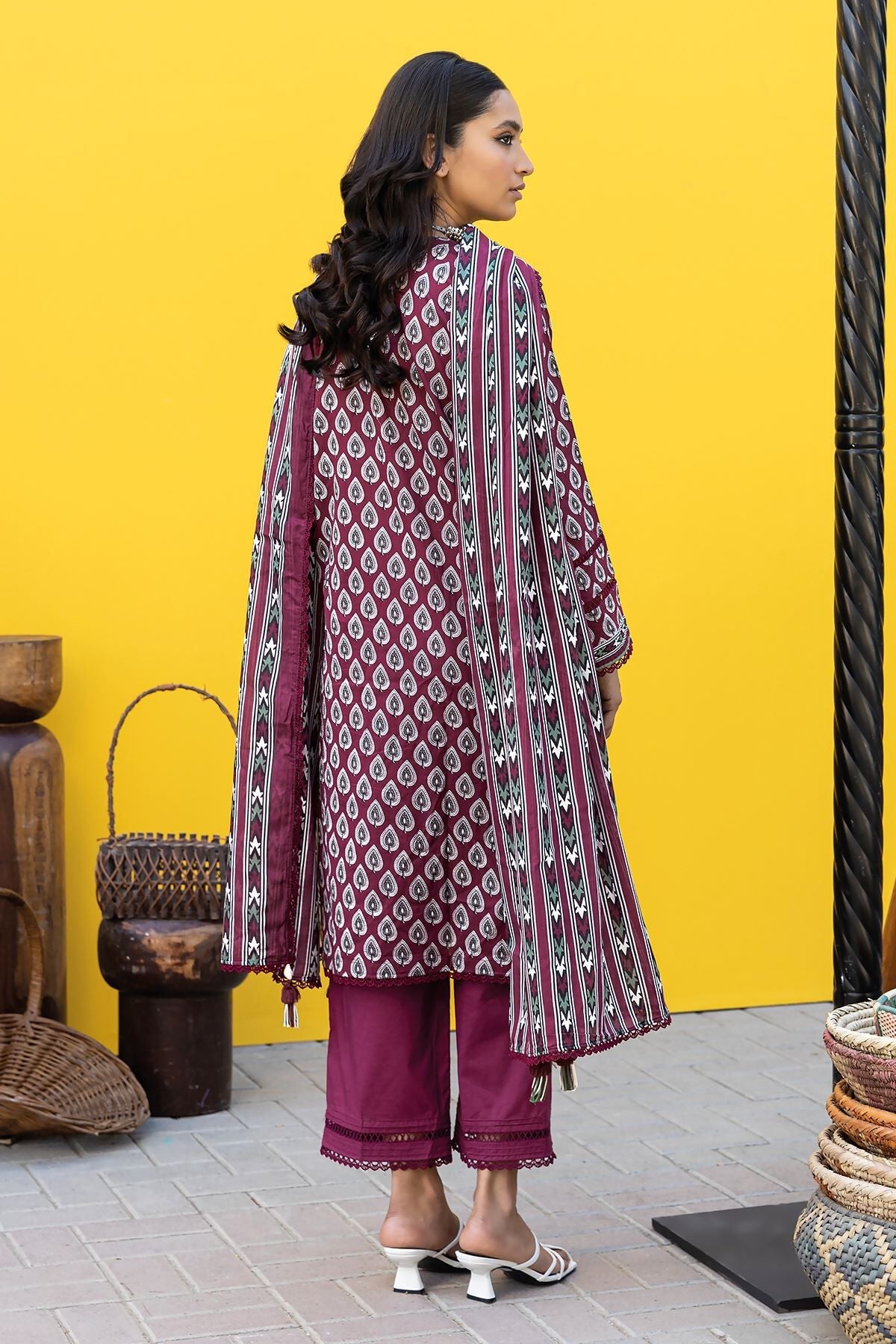 Khaadi 3 Piece Custom Stitched Suit - Purple - LB285597