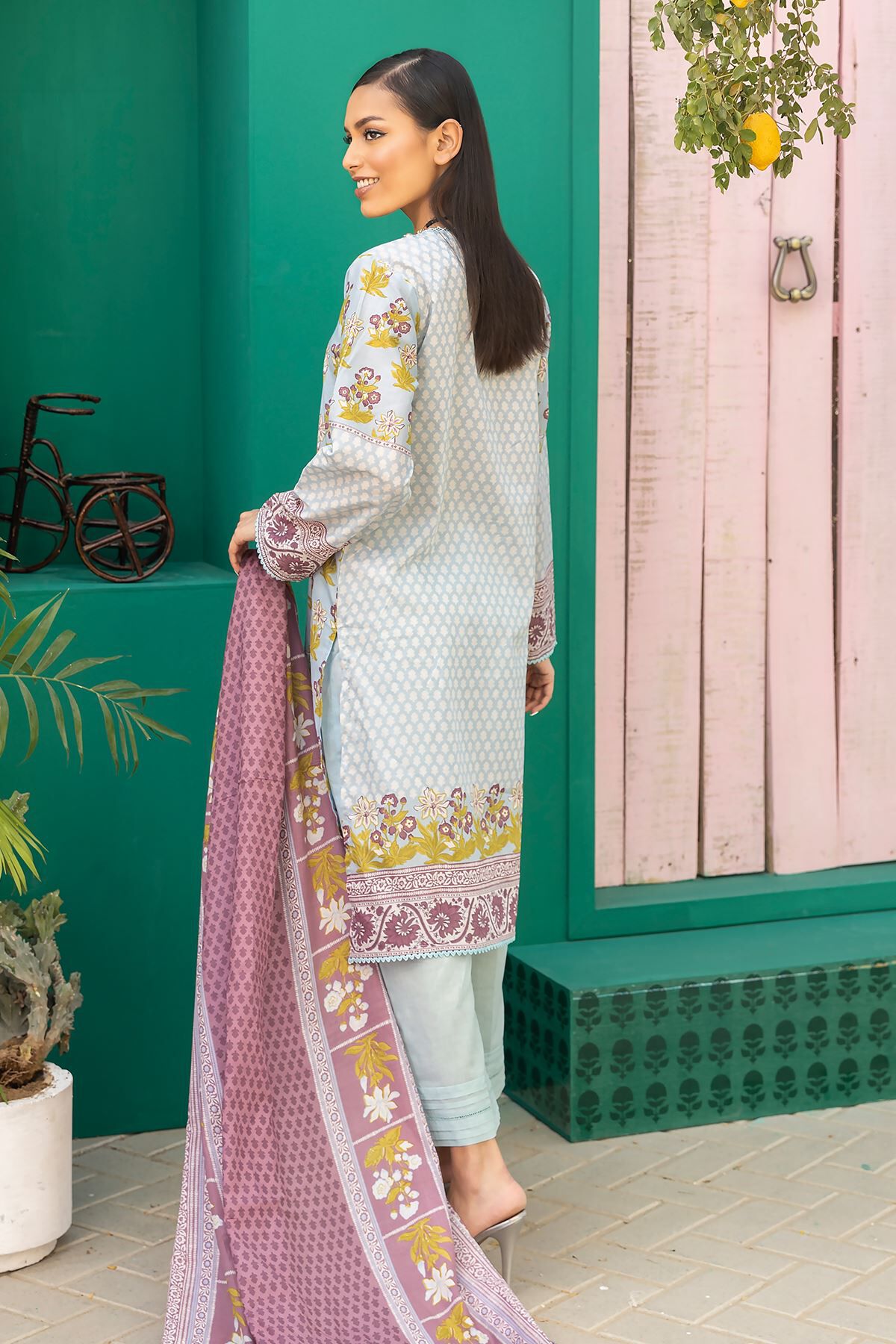 Khaadi 3 Piece Custom Stitched Suit - Blue - LB285633